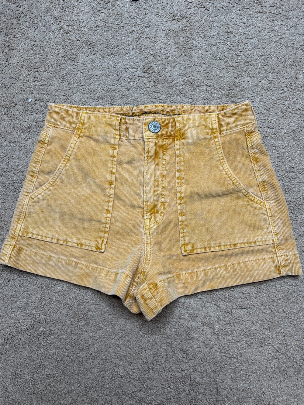 American Eagle Outfitters Mustard Yellow Corduroy High Waist Shorts
